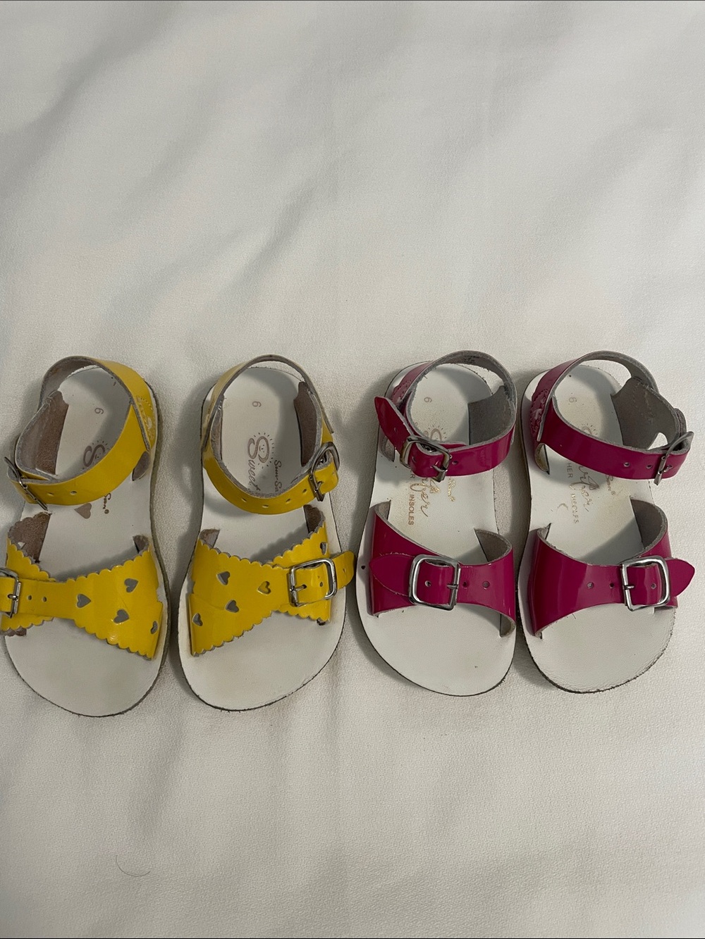 Toddler Buckle Sandals in Yellow and Pink - Classic Straps